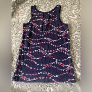 Girls Old Navy Tank Top Size Small 6-7 Navy Flower Design